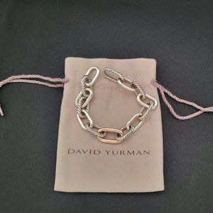 David Yurman Two-Tone Cable Link Bracelet in Silver and Gold